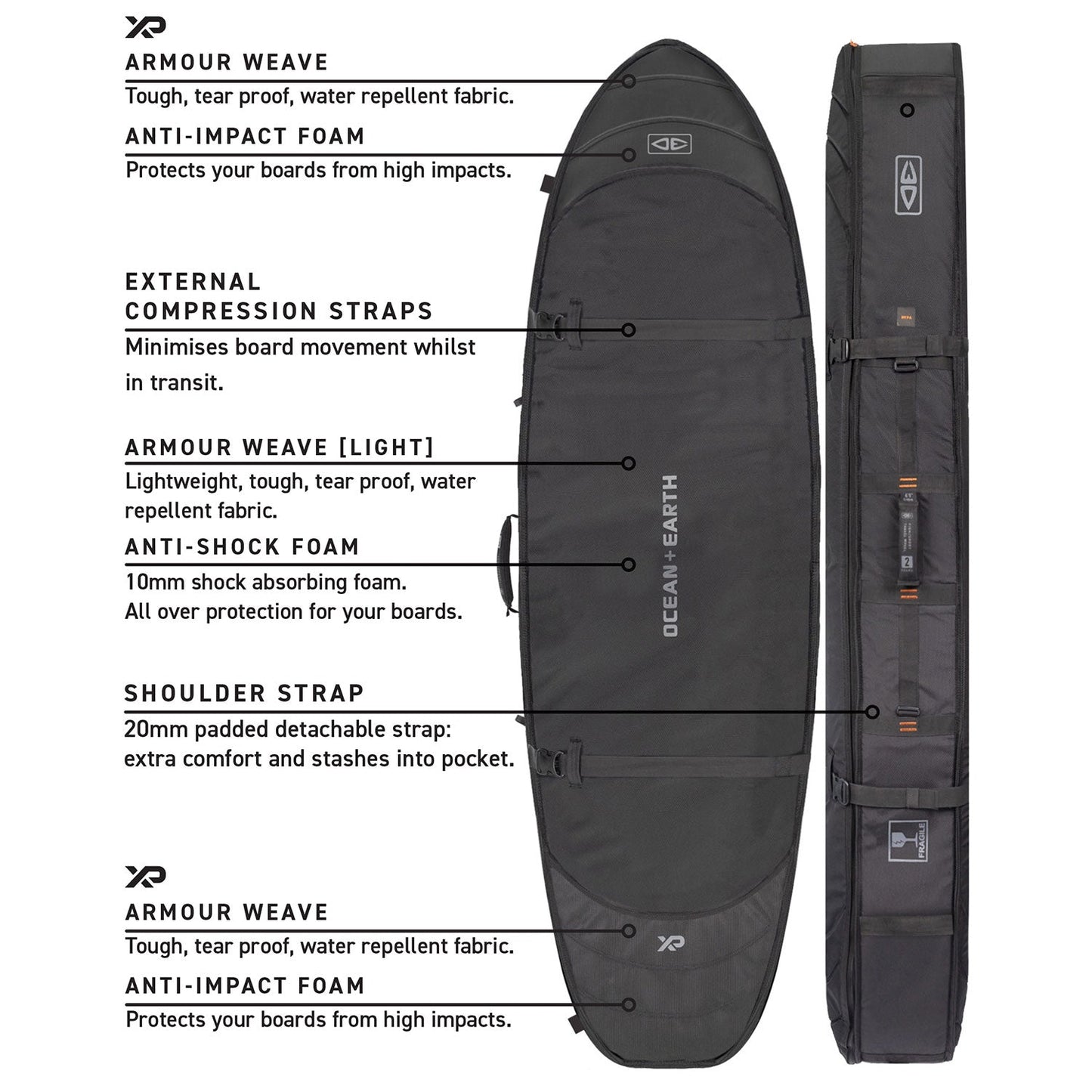 Ocean and Earth Penta Hypa Shortboard Travel Coffin Cover- 5 Board