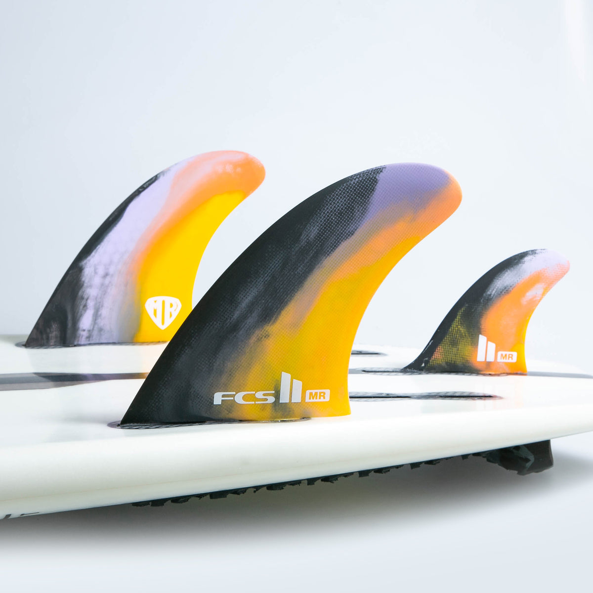 FCS II Mark Richards Twin Plus Stabiliser PC - Black Colour Swirl Surfboard Fins