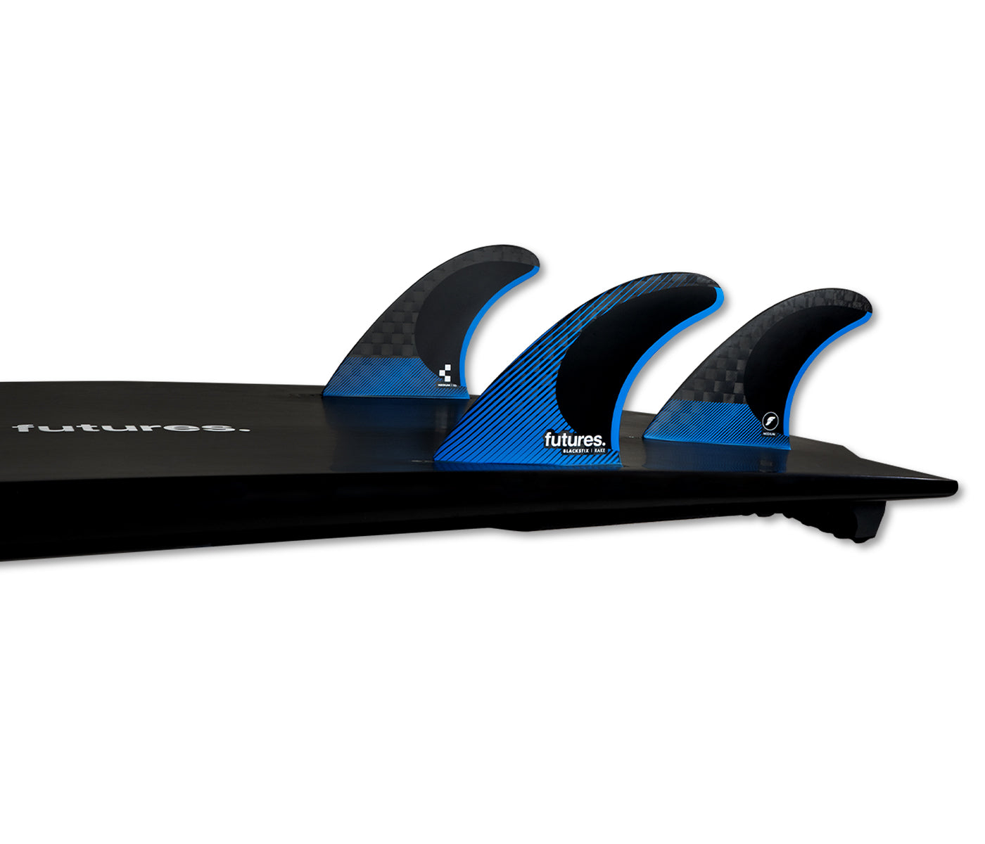 Futures-medium-R6-Blackstix-Thruster-Surfboard-Fin-rake-Blue-galway-ireland-blacksheepsurfco-surfboard