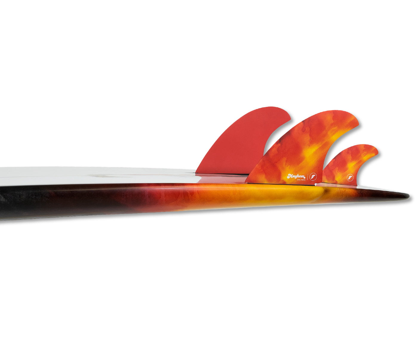 Futures Mayhem Evil Twin + 1 Medium Fins Red Orange