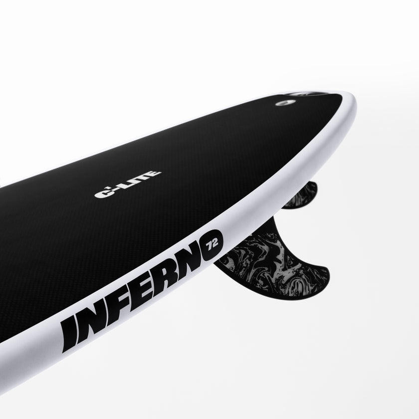 sharp-eye-surfboards-c1-carbon-inferno-72-surfboard-black-white-futures-galway-ireland-blacksheepsurfco-tail