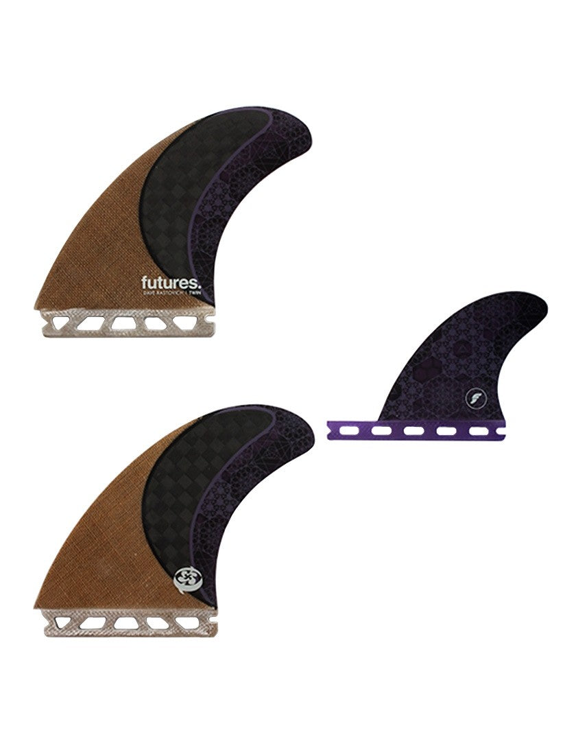Futures Twin And Trailer Rasta Brown Honeycomb Surfboard Fin