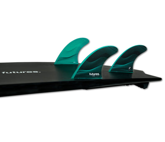 Futures Medium F6 Legacy Series Honeycomb Thruster Surfboard Fin - Green Black Grey