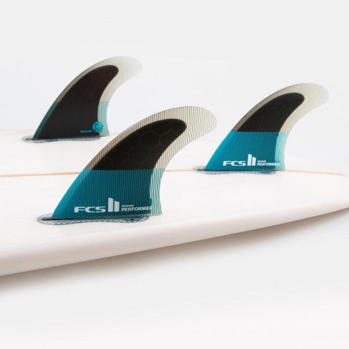 FCS II Performer PC Small Thruster Surfboard Fins - Teal Black