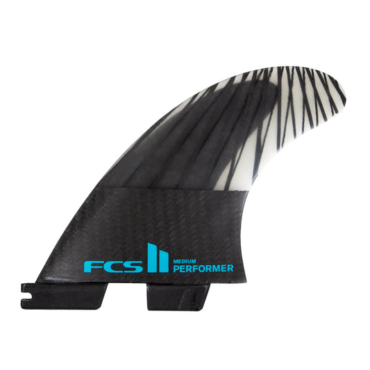 FCS II Performer Performance Core Carbon PCC Large Thruster Surfboard Fins - Black Teal