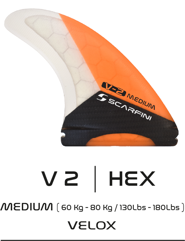 Scarfini FX V2 Medium Velox Futures Thruster Surfboard Fin