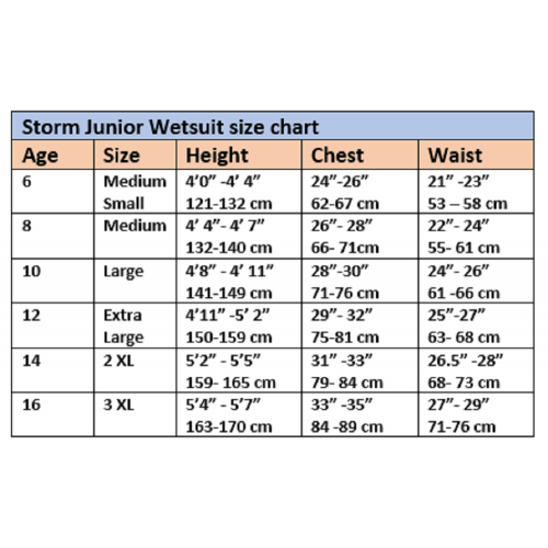 Storm Junior 3:2 Wetsuit Back Zip Flatlock