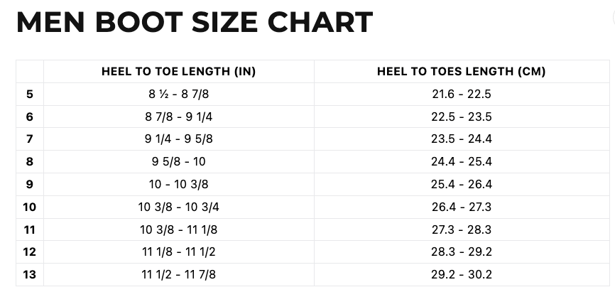 xcel-infiniti-split-toe-round-toe-wetsuit-boots-5mm-blacksheepsurfco-kilcolgan-galway-ireland-size-chart