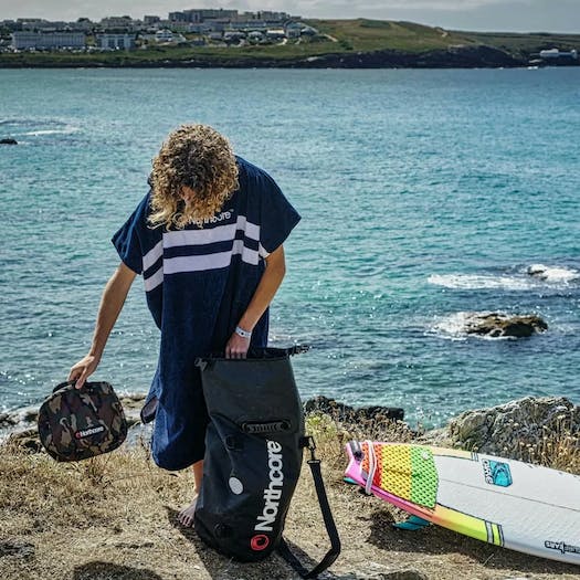 Northcore-Beach-Basha-Changing-Robe-Grey-blue-red-Stripes-NOCO24L-cotton-unisize-galway-ireland-blacksheepsurfco