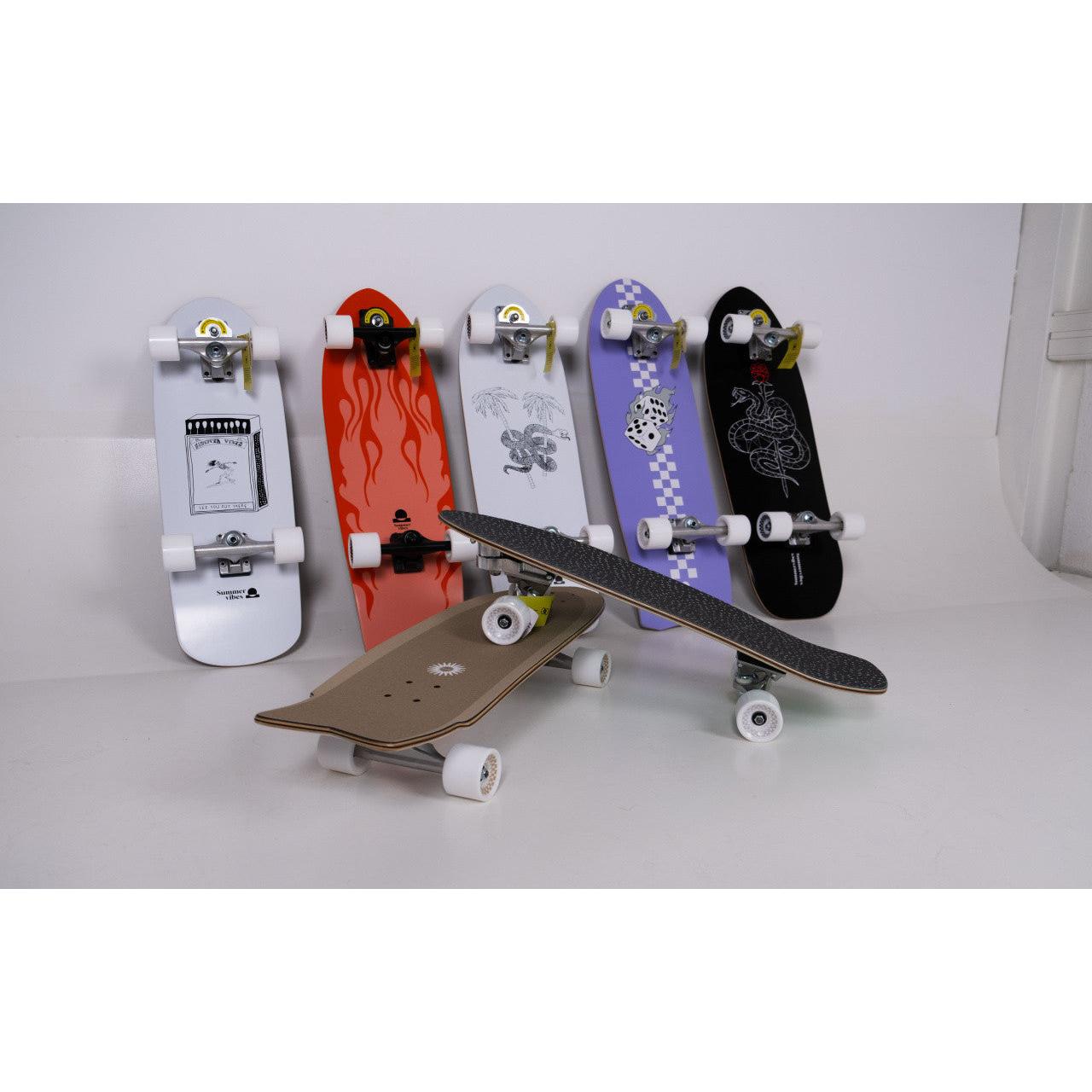 Summer-vibes-skateboard-black-surf-skate-powered-by-smothstar-galway-ireland-blacksheepsurfco