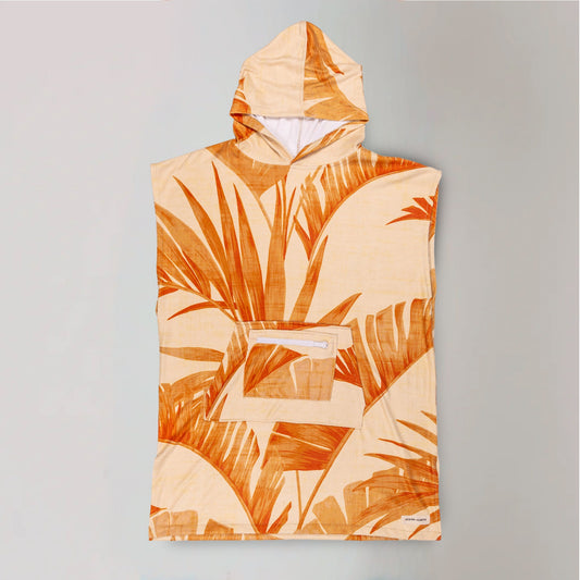 Ocean and Earth Youth Palm Zip Front Hooded Towel Poncho Changing Robe