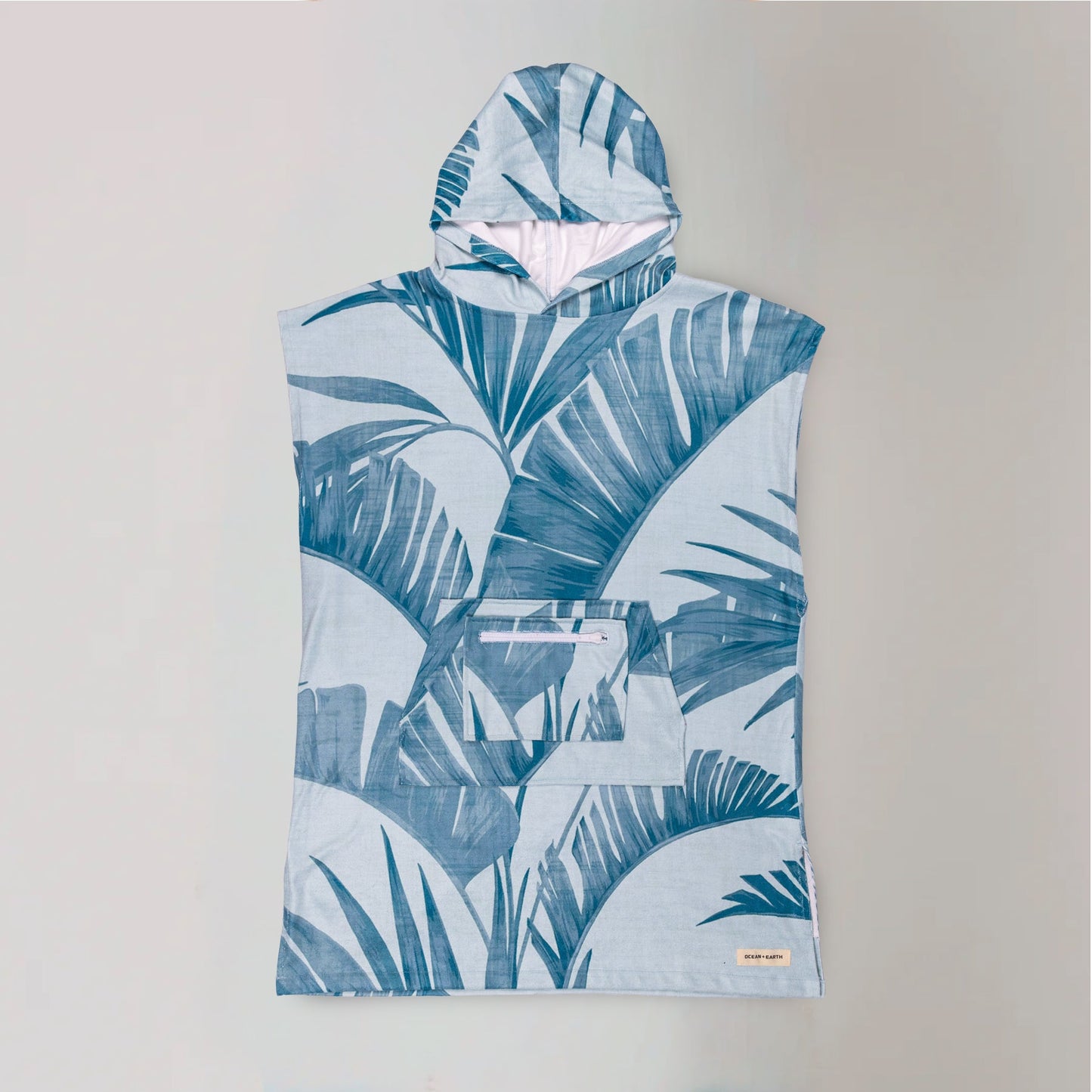 Ocean & Earth Youth Palm Zip Front Hooded Towel Poncho Changing Robe
