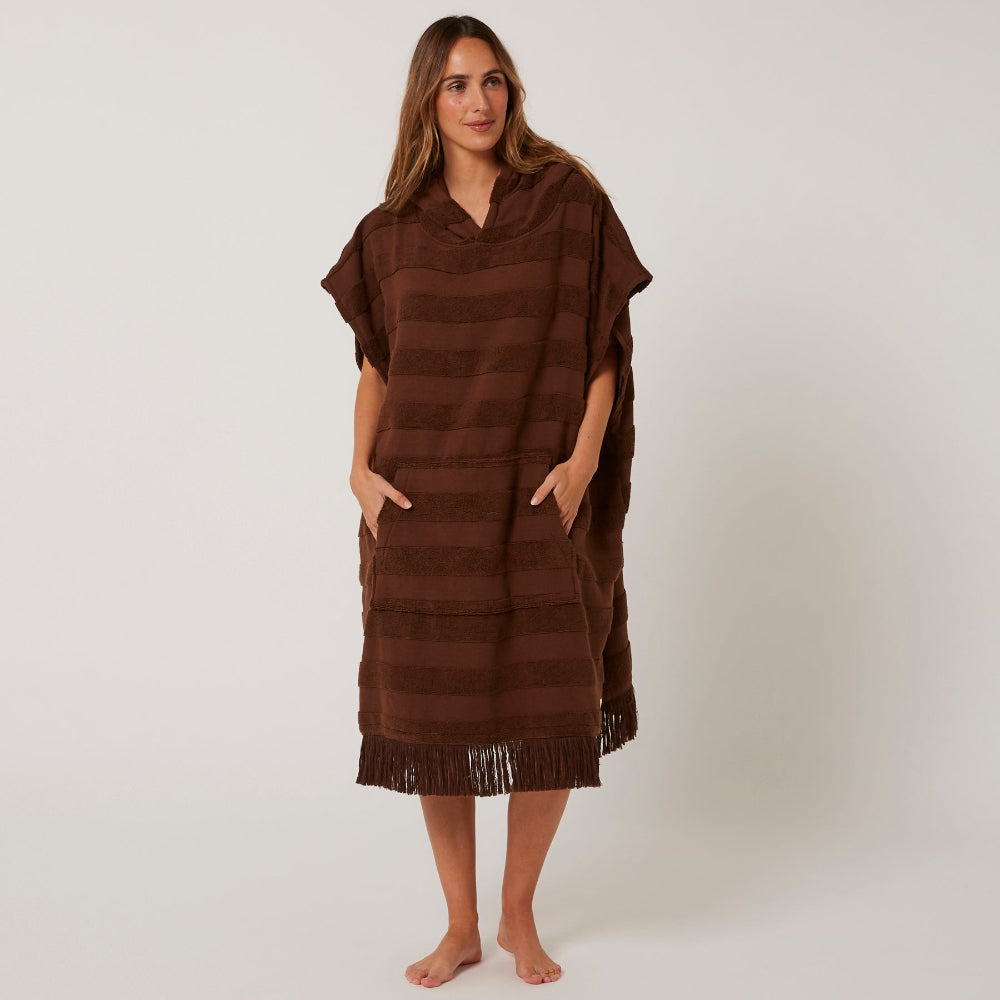 Ocean & Earth Women's Layz Hooded Towel Poncho Changing Robe - Cocoa