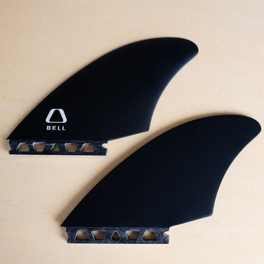 BELL-keel-twin-fin-black-solid-fibreglass-surfboard-fin-galway-ireland-blacksheepsurfco