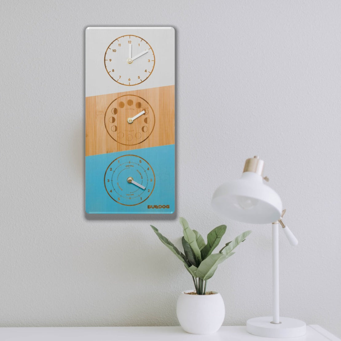 Triple Clocks Bulldog Tide Moon Clock Bamboo Triple Dial – Black Sheep Surf Co