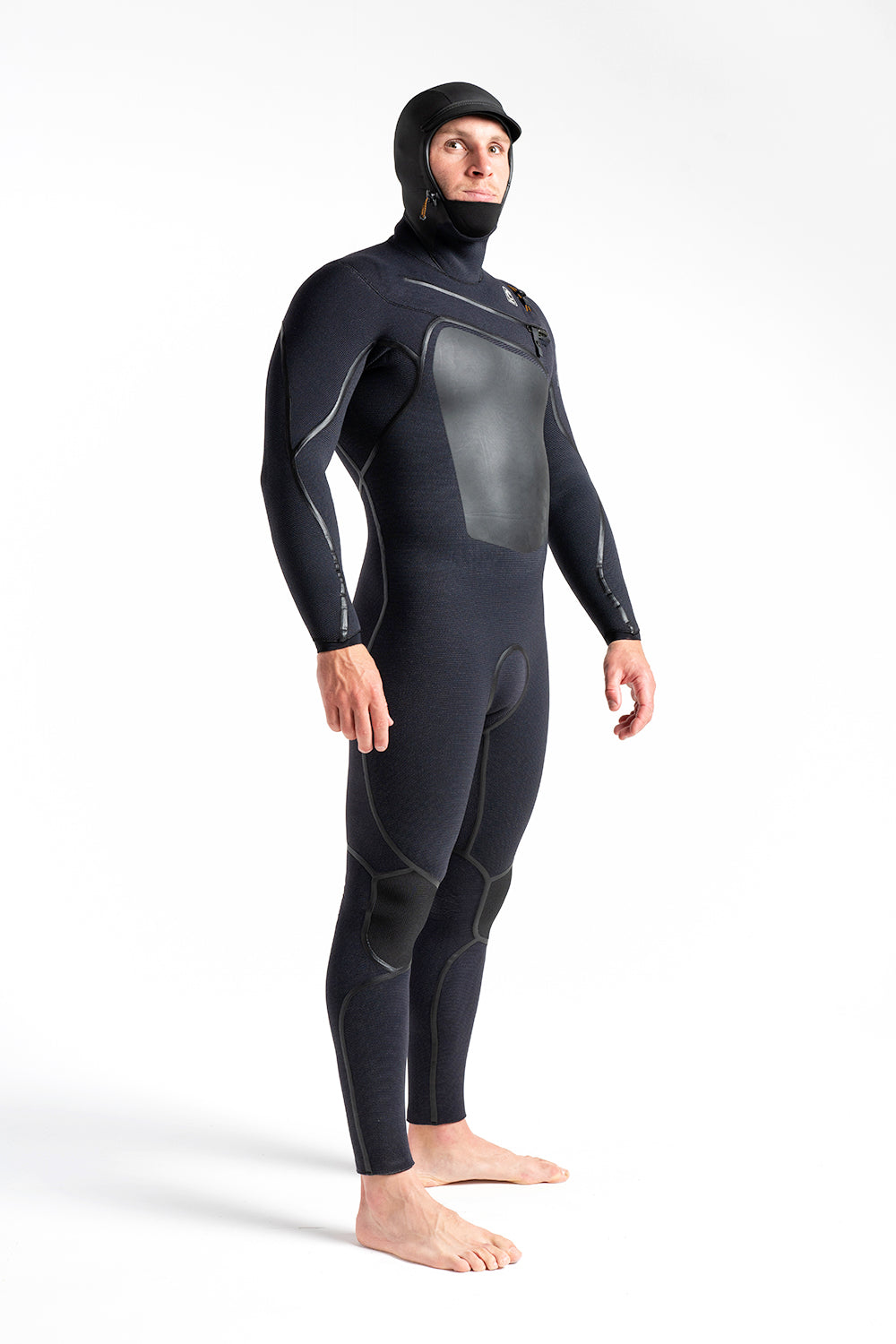 c-skins-wired-hooded-winter-wetsuit-2023-crimson-halo-x-x-tend-tape-5-4-liquid-seams-galway-ireland-blacksheepsurfco-three-quarter