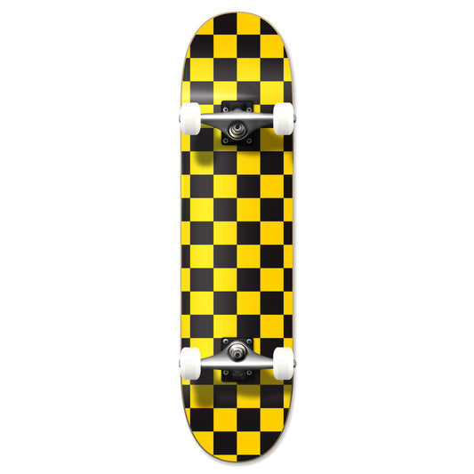 Yocaher Skateboard 7.75" Checker Yellow Complete