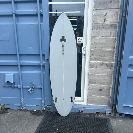 second-hand-channel-island-surfboard-twin-pin-grey-black-spray-galway-ireland-blacksheepsurfco