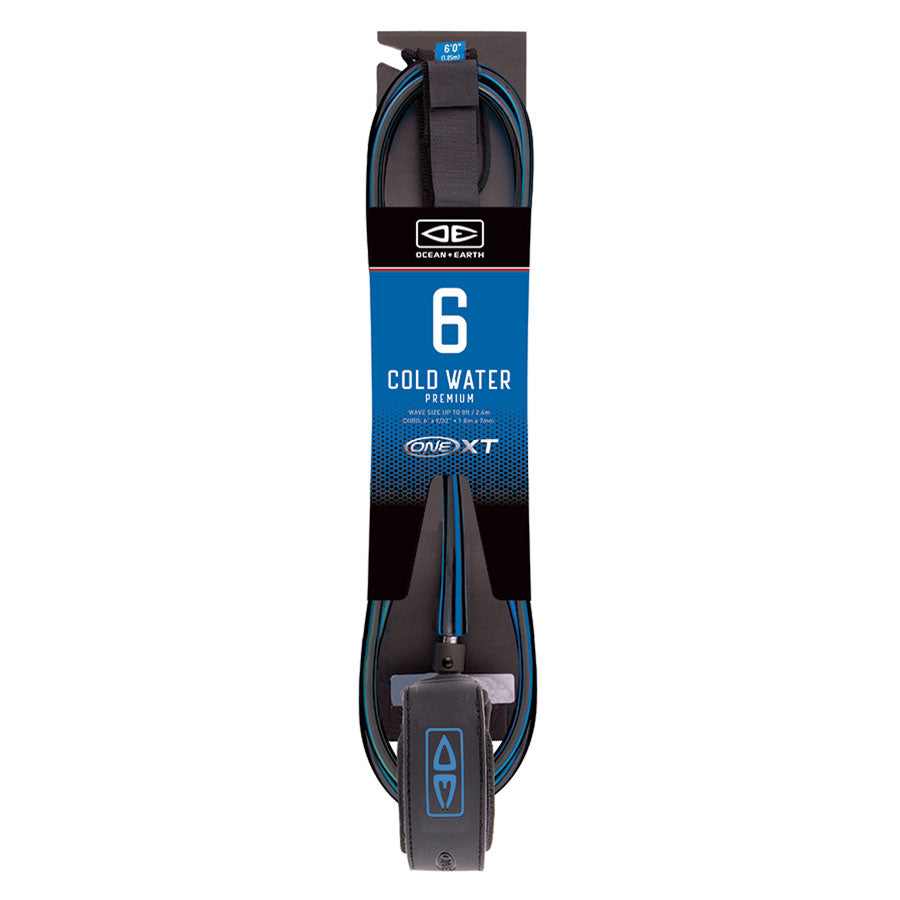 Ocean-&-Earth-6ft-One-XT-Premium-Surfboard-Leash-blacksheepsurfco-ireland-cold water-leash LCP70XT-black blue