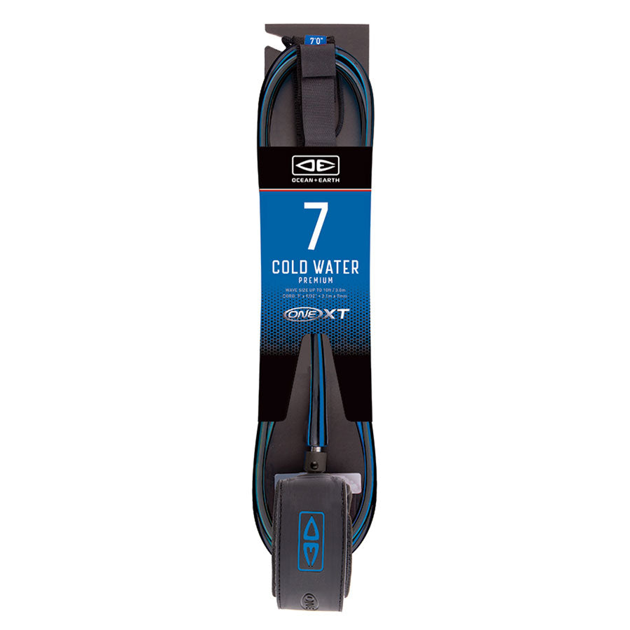 Ocean-&-Earth-7ft-One-XT-Premium-Surfboard-Leash-blacksheepsurfco-ireland-cold water-leash LCP70XT-black blue