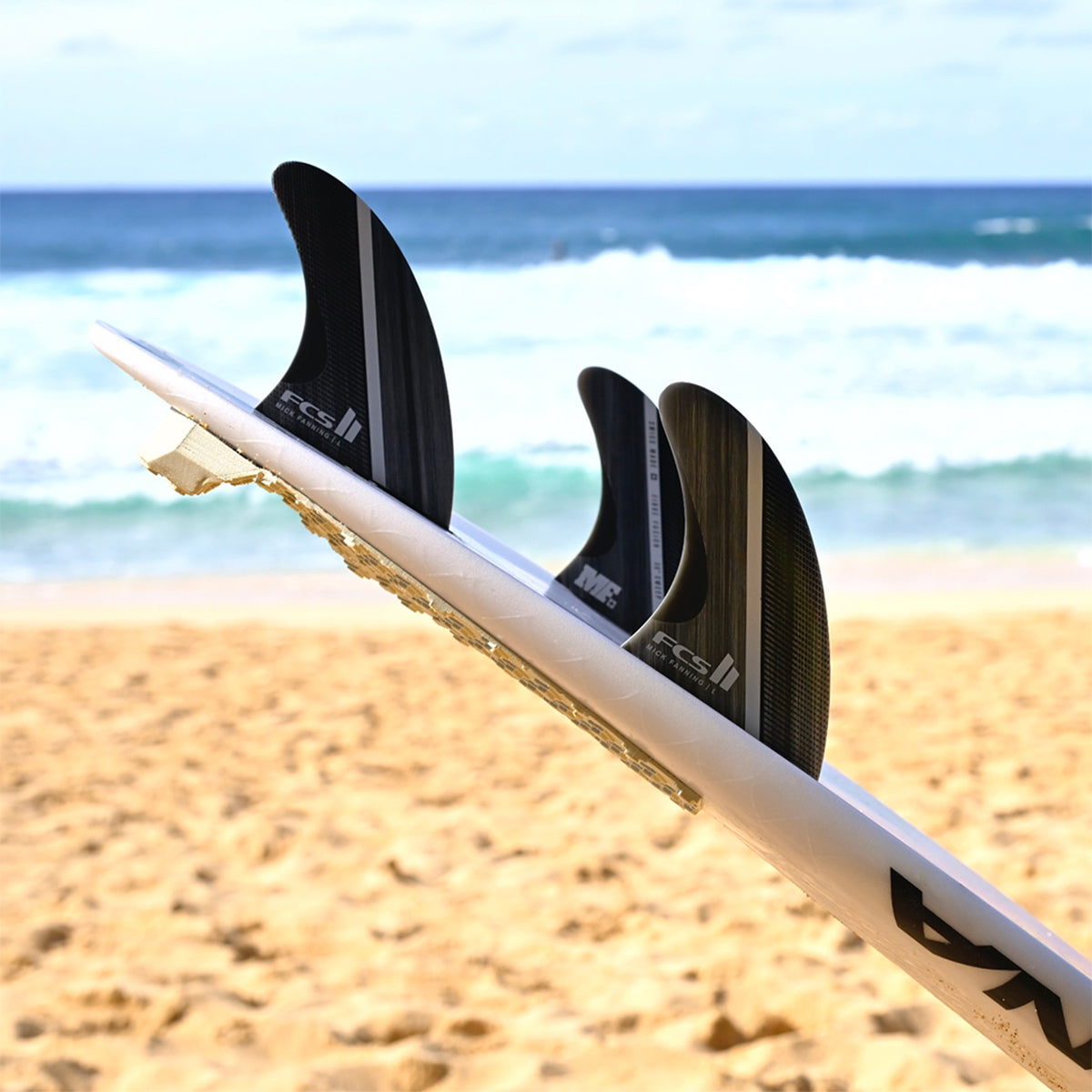 FCS-II-Mick-Fanning-Glass-Fibre-Fusion-Tri-thruster-fin-Set-smoke-black-galway-ireland-blacksheepsurfco