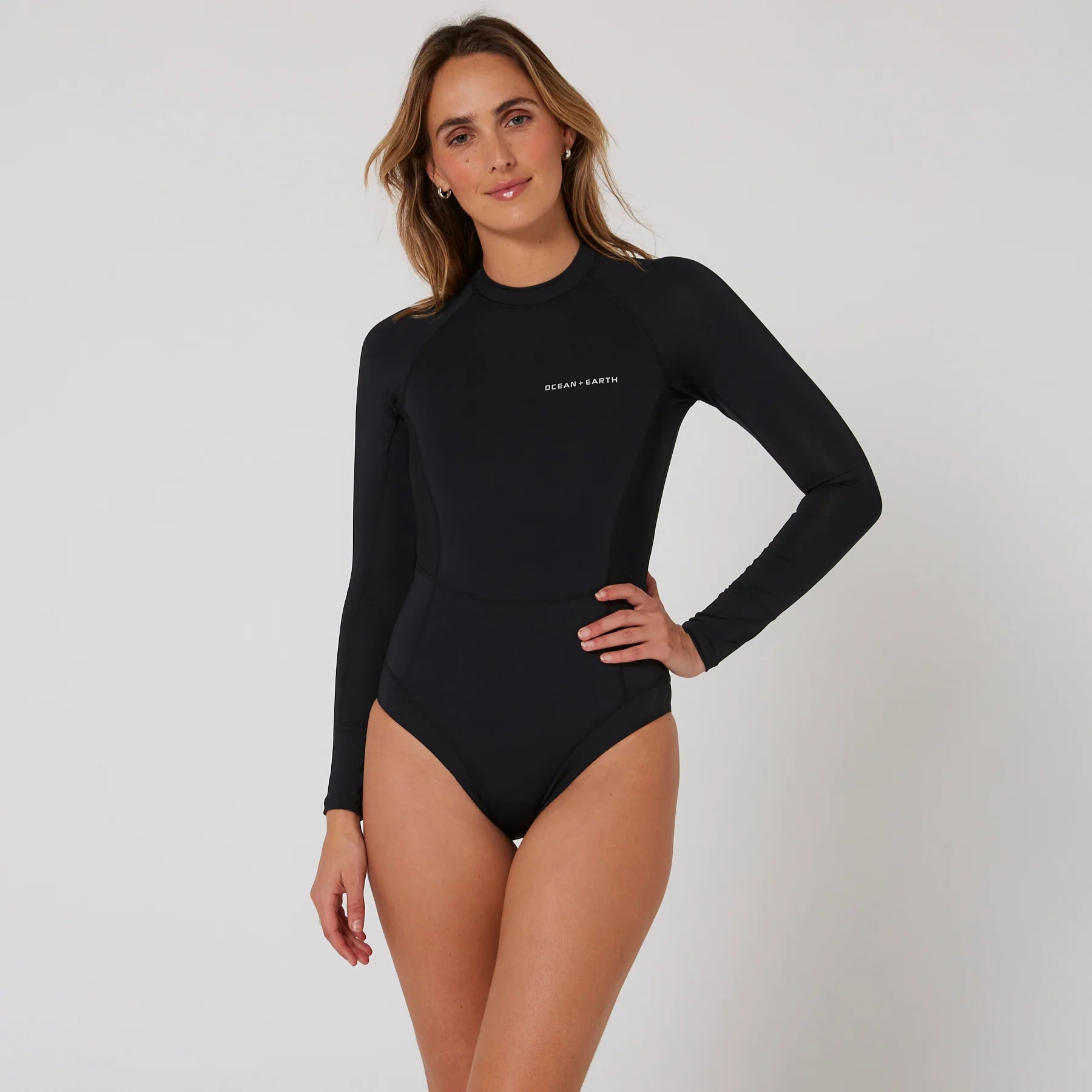 ocean-earth-long-sleeve-swimsuit-oceana-black-back-zip-recycled-galway-ireland-blacksheepsurfco