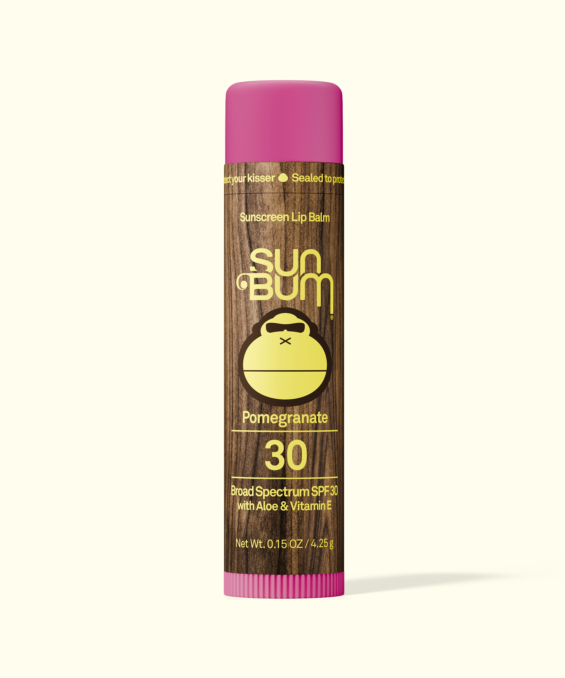 Sun-Bum-lip-balm-with-a-brown-stick= and-pink-cap-on-a-white-background-POMEGRANATE-galway-ireland-blacksheepsurfco