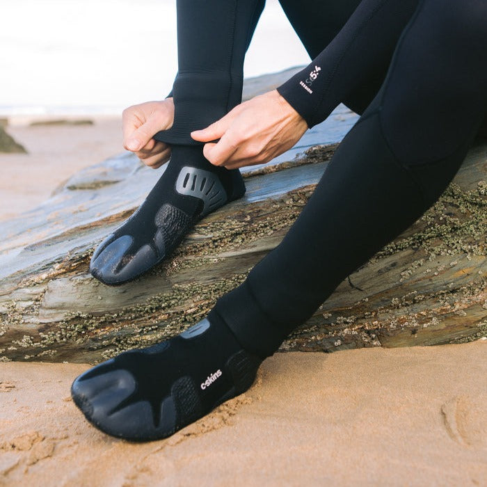 c-skins-session-wetsuit-boot-split-toe-hidden-5mm-adult-winter-boots-galway-ireland-blacksheepsurfco-pair-in-action