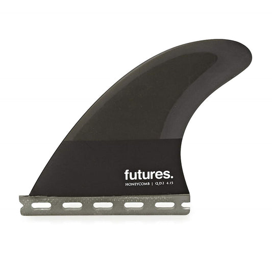 Futures QD2 4.15 Large Flat Foil Honeycomb Quad Rear Surfboard Fins - Smoke Black White
