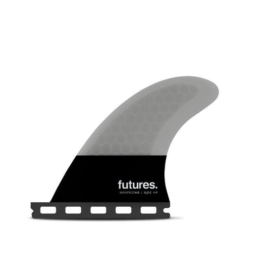 Futures QD2 4.00 Medium Flat Foil Honeycomb Quad Rear Surfboard Fins - Grey Black