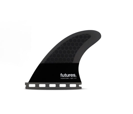 Futures QD2 4.15 Large Flat Foil Honeycomb Quad Rear Surfboard Fins - Dark Grey Black