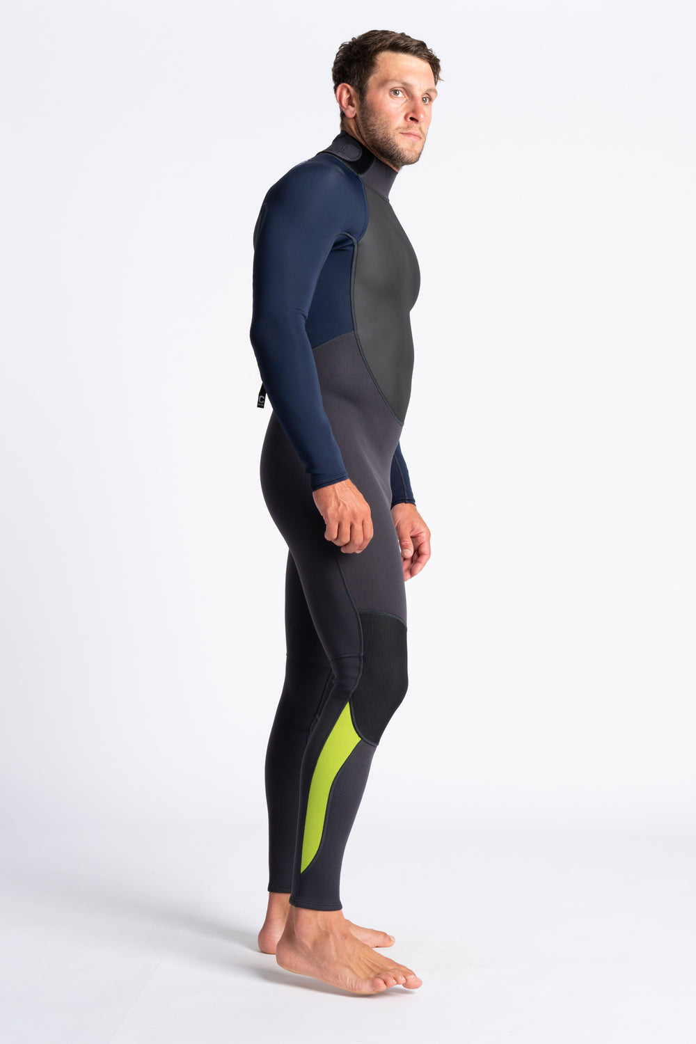 C-Skins Element 3:2 Men Wetsuit Steamer Back Zip - Slate Blue Lime