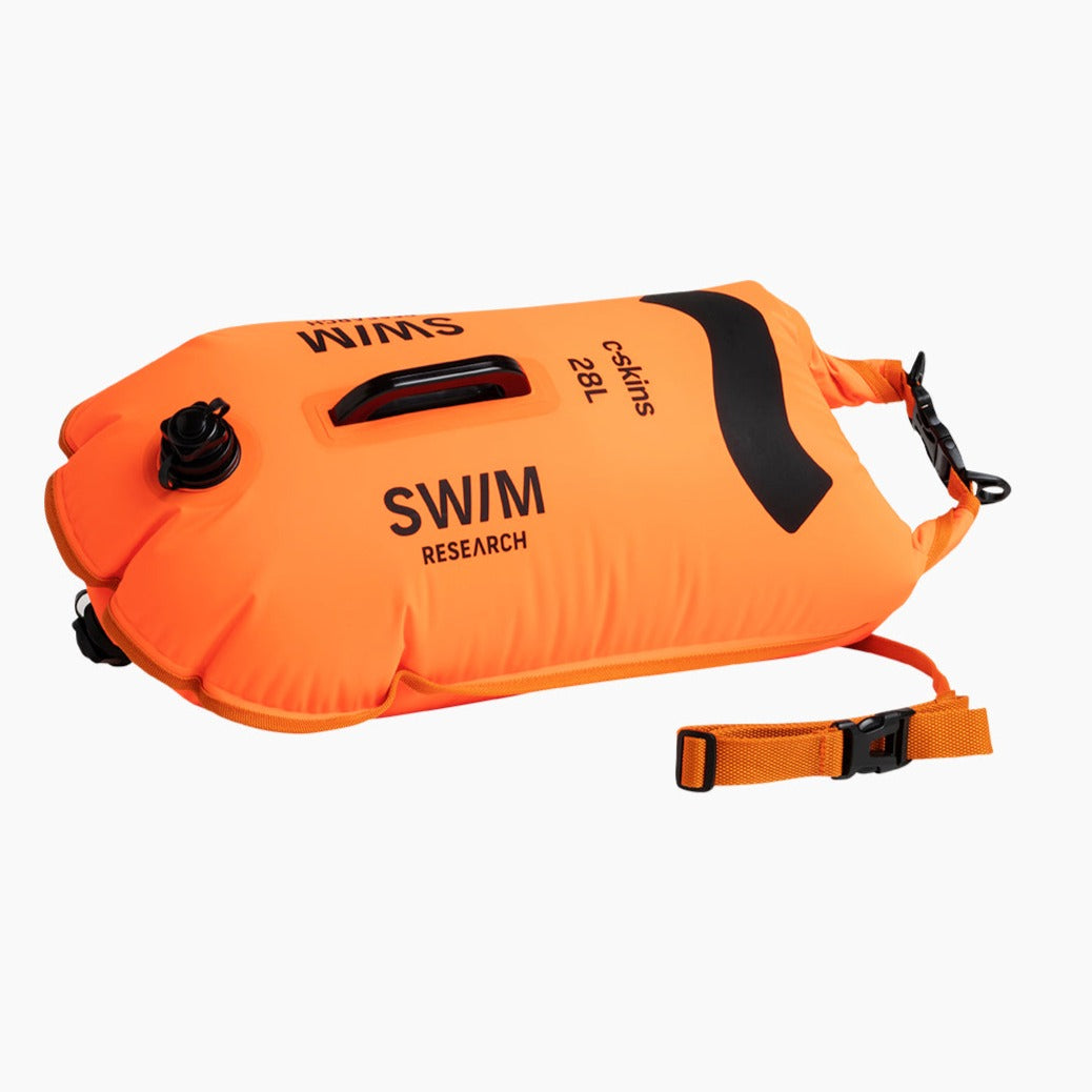 c-skins-swim-research-28-litre-dry-bag-float-wild-swimming-safety-orange-galway-ireland
