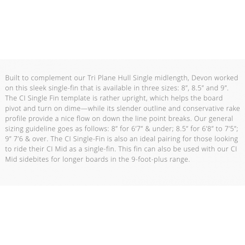 Channel Islands TPH 8.5 Inch Tri Plane Hull Single Surfboard Fin