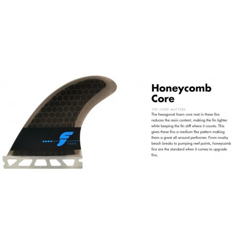 Futures QD2 3.75 Small Honeycomb Flat Foil Quad Rear Surfboard Fins - Light Grey Black