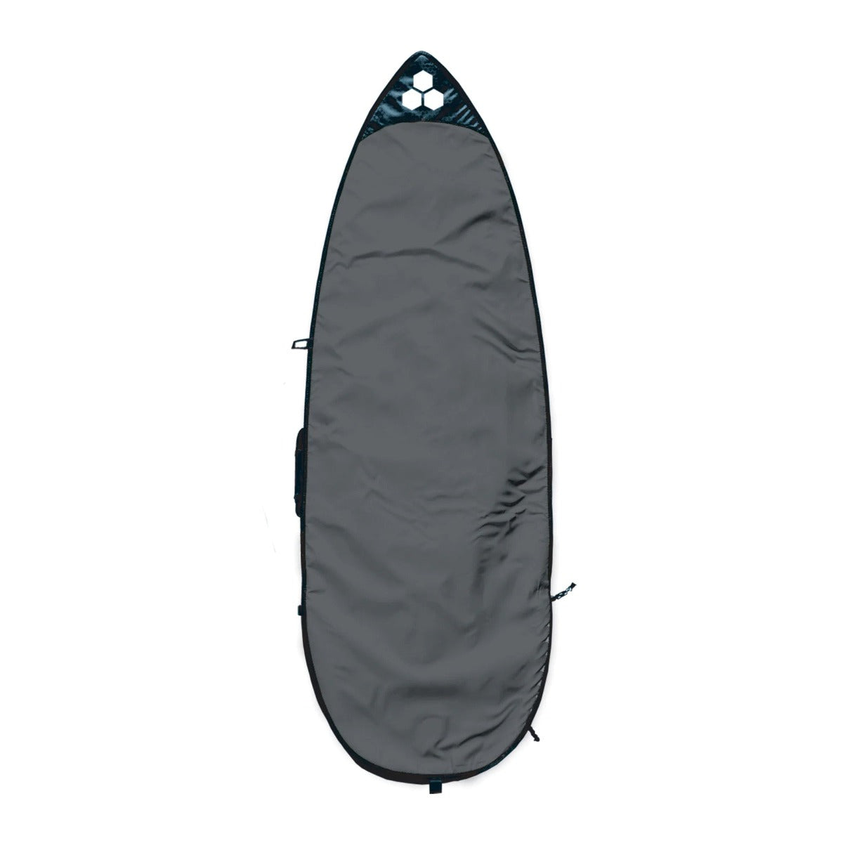channel-islands-shortboard-surfboard-bag-cover-3mm-charcoal-white-hex-60-64-6-70-76-cover-bag-blacksheepsurfco-galway-ireland-front