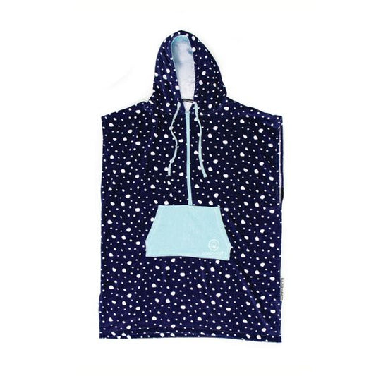 Ocean and Earth Ladies Zip Front Hooded Poncho Navy Dot