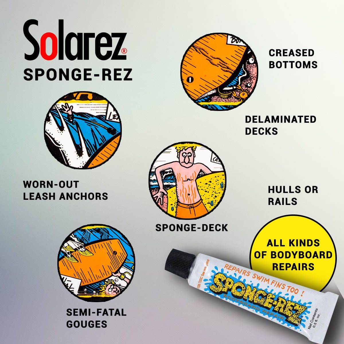 Solarez Spongrez Bodyboard Swimfin Repair Kit
